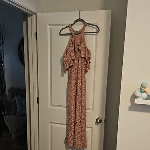 MARINA Lace Halter Dress in Pink